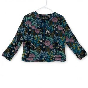 Abigail Borg X J. Crew Cotton Silk Blend Multicolor Floral Peasant Blouse